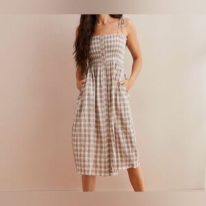 Aerie Gingham/Plaid Smocked Button
Down Dress